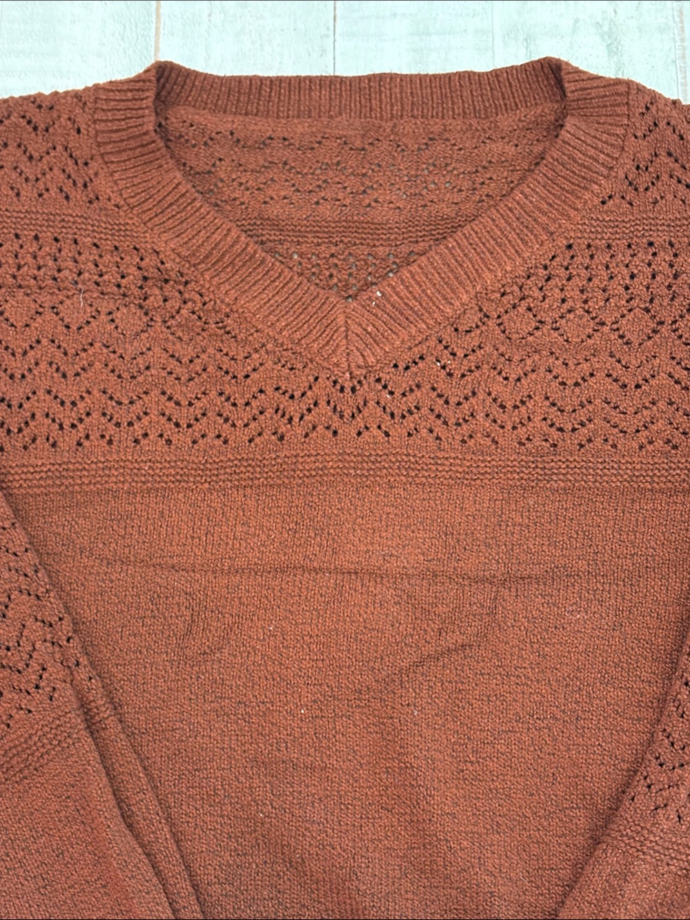 Fall Rust V-Neck Sweater - Picture 3 of 8